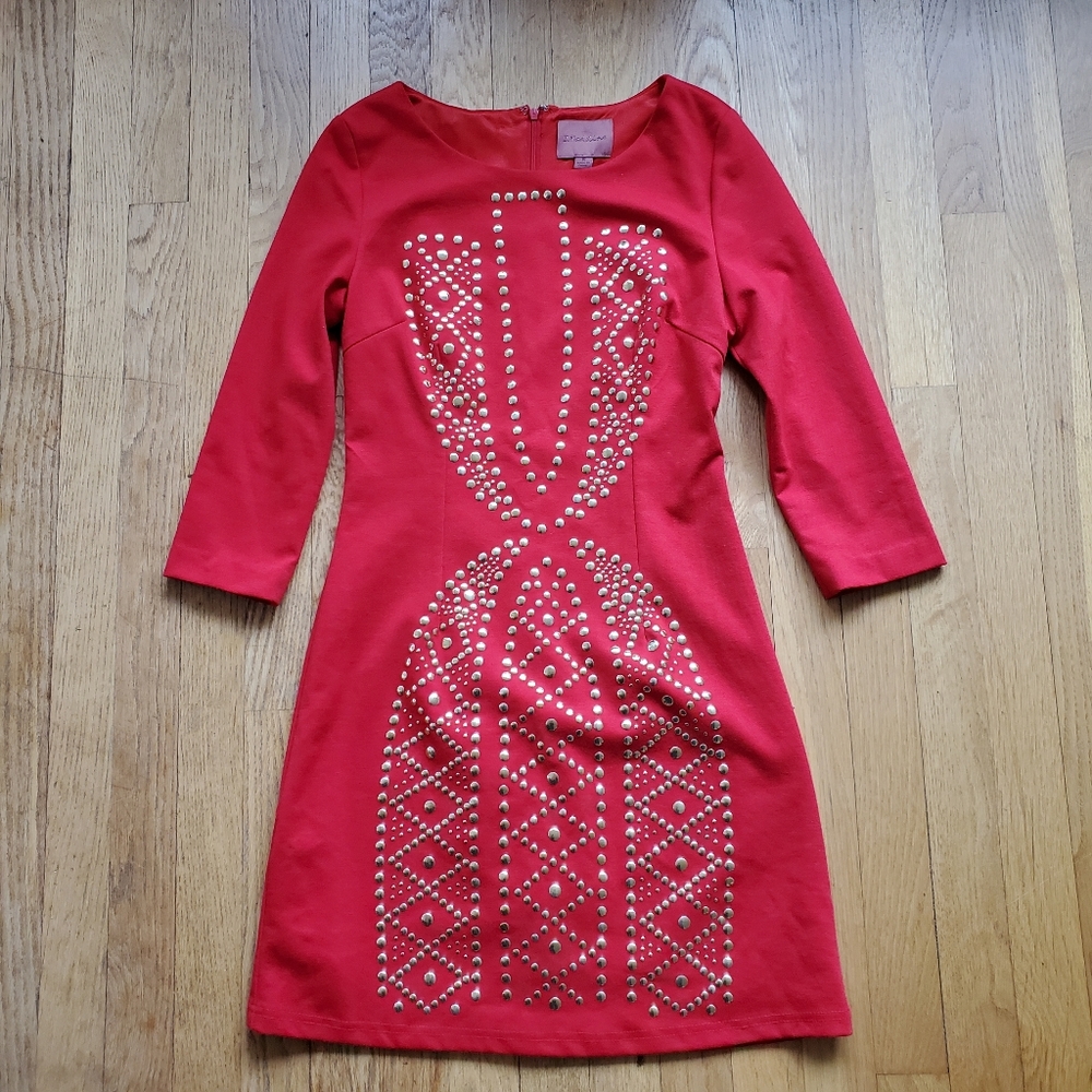 I.Madeline red bodycon dress with studs S